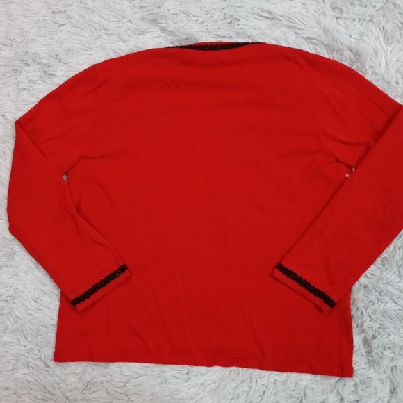 Jones New York Womens Sweater Cardigan Red S Open Front Stretch‎ Lace Small - Picture 2 of 8